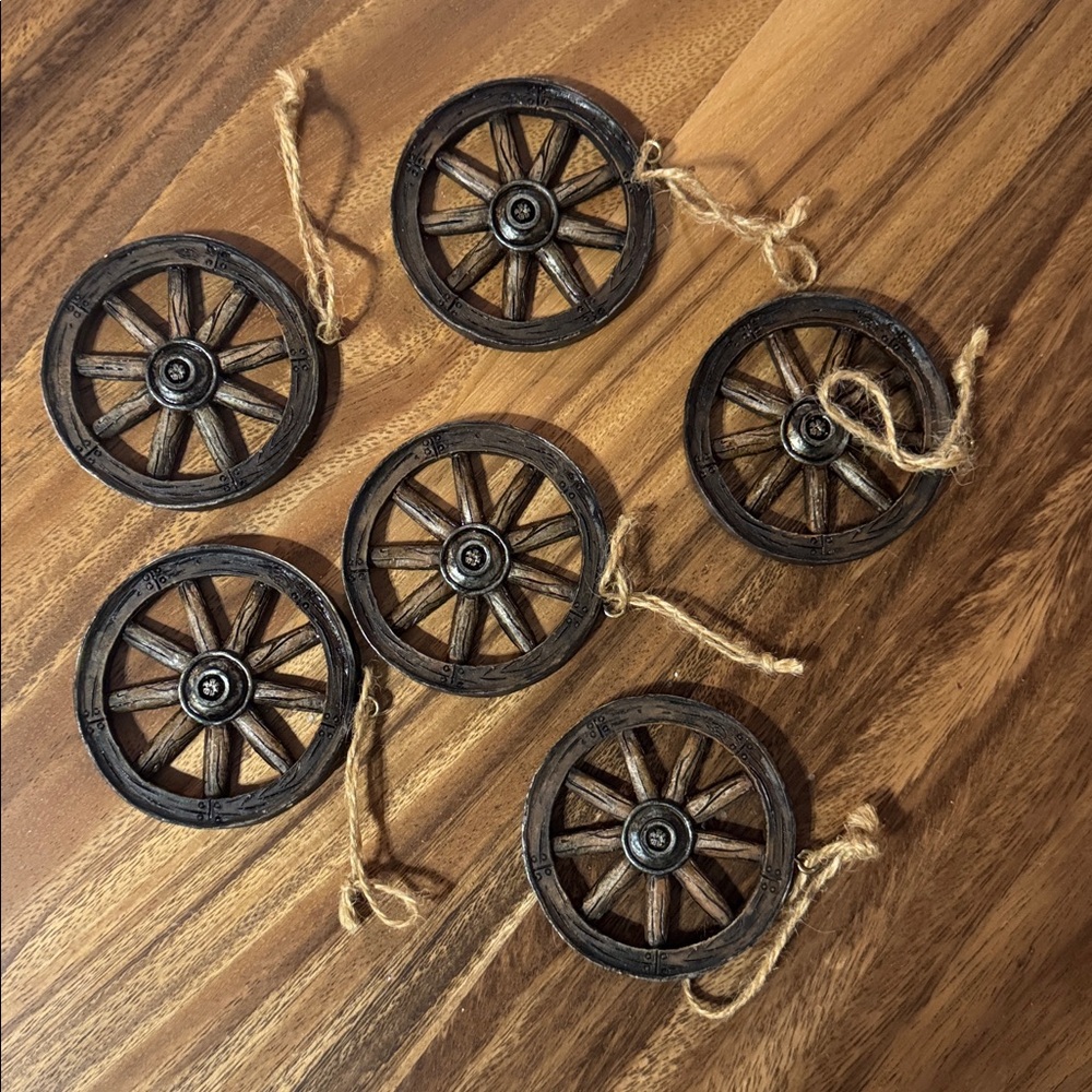 Rustic Wagon Wheel Ornaments - Set of 6